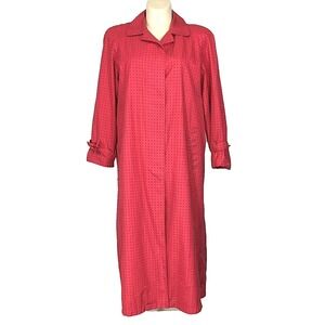 VTG‎ STAR SPORTSWEAR Trench Coat 16 XL Red Black Diamond Pocket Lined